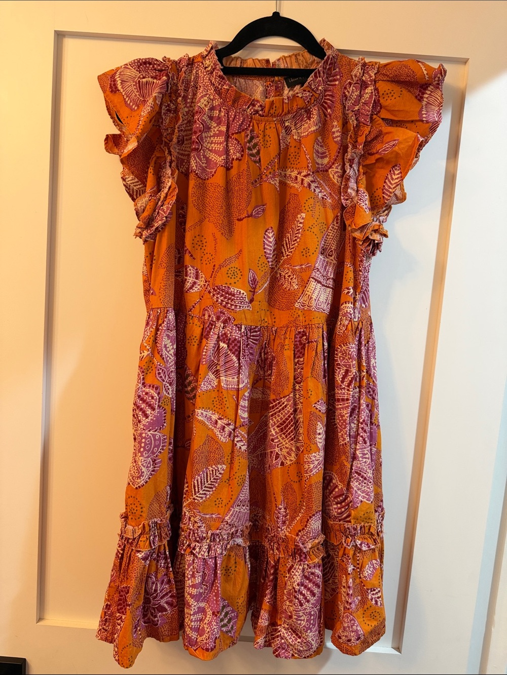 House of Harlow Orange & Pink Floral Ruffle Sleeve Dress